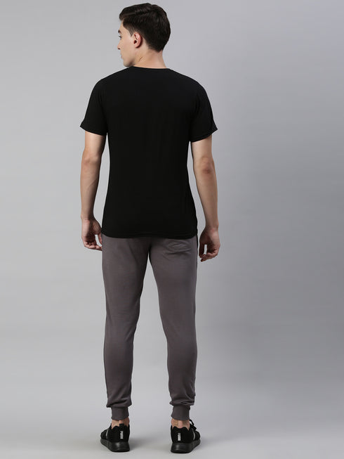Black & Grey Solid Lounge Set